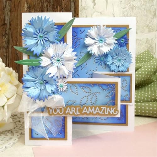 FAWENUCY Scrapbooking DieCuts for Card Making Christmas Metal Cutting Dies Paper Craft Punch Template Background Embossing Stencils DIY Album Dcor Cornflower98x7cm