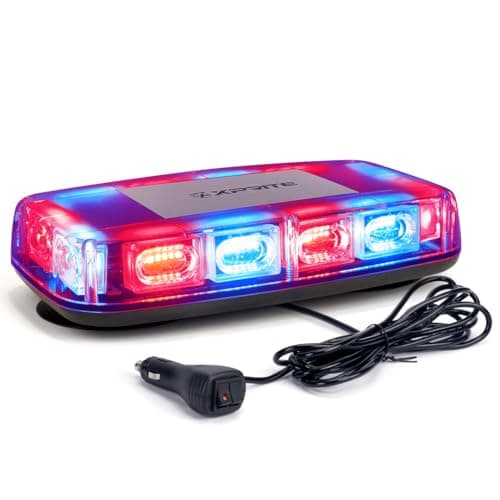 Xprite Upgraded 12" 72LED Rooftop Mini Strobe Lights, Emergency Safety Flashing Beacon Light Bar with Magnetic Base for 12V-24V Construction Vehicles, Trucks, Snow Plow, Postal Car (Mix Red/Blue)