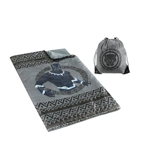 Marvel Black Panther 2Piece Sling Bag and Sleeping Bag Set 30 W x 54 L Lightweight and Portable Ages 3 Perfect for Travel Camping and Sleepovers