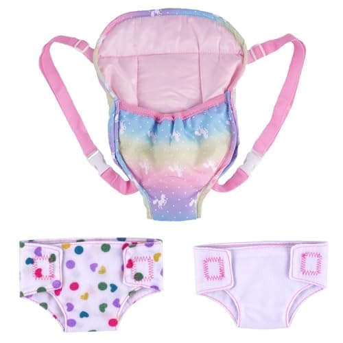 BABESIDE Baby Doll Accessories Doll Carrier with 2 Doll Diapers Baby Dolls Accessories Set for 1215 Inch Dolls Pretend Play Gift for Girls