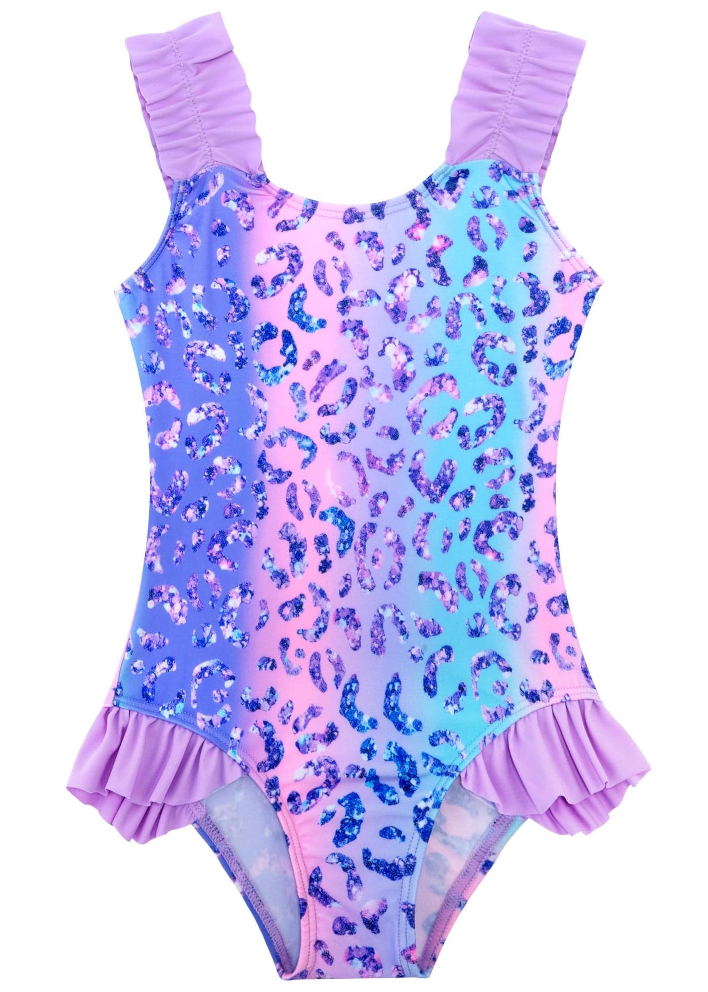 XiaoMoSha Girls One Piece Swimsuit Ruffled Straps Bathing Suit for Kids UPF 50+ Swimming Suits Quick Dry Swimwear Girl Leopard Swim Suits Hawaii Summer Beach Wear for Kids DiamondLeopard 6-7Y