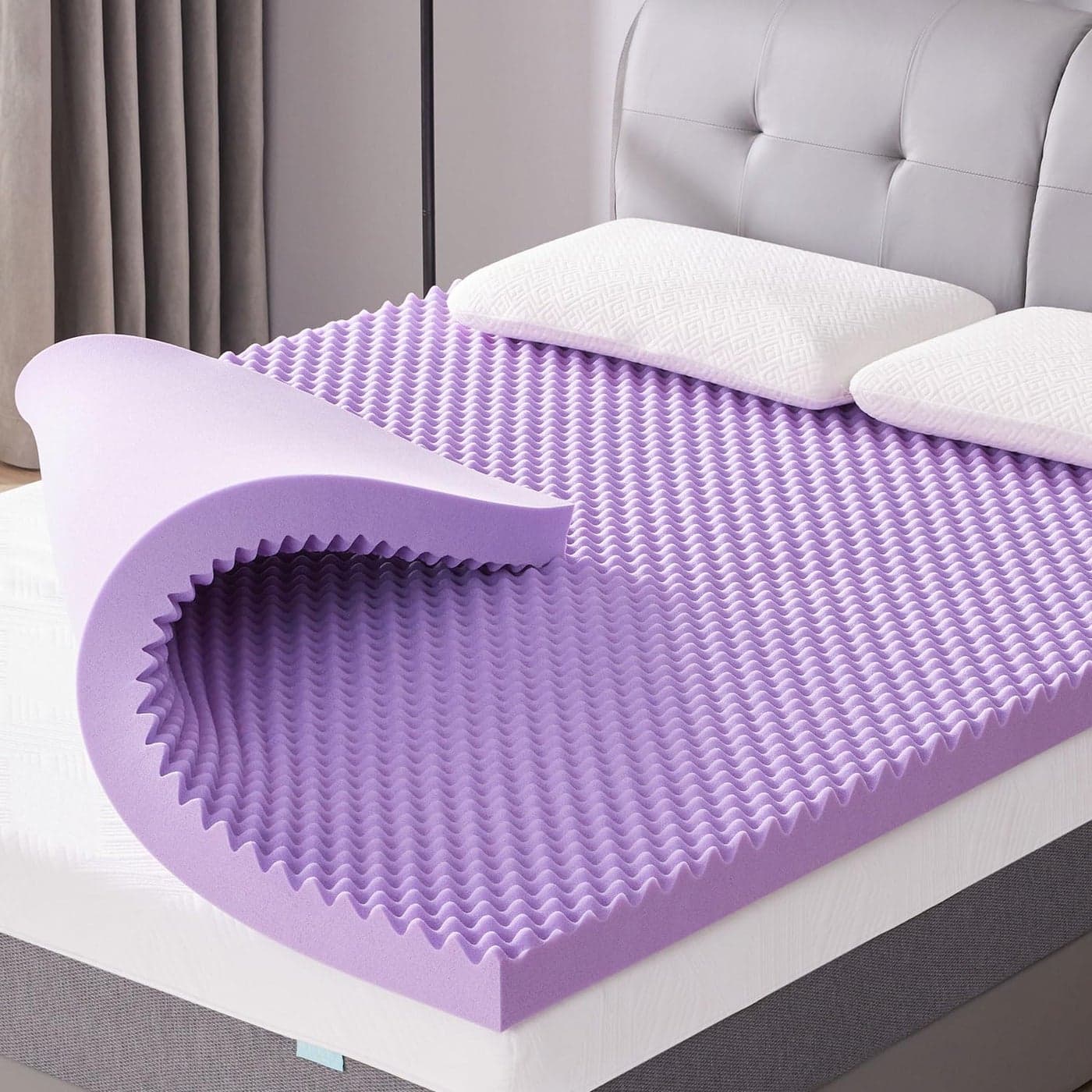 SINWEEK 3 Inch Egg Crate Memory Foam Mattress Topper Full Size Soft Mattress Pad for Back Pain Relief Bed Topper CertiPURUS Certified