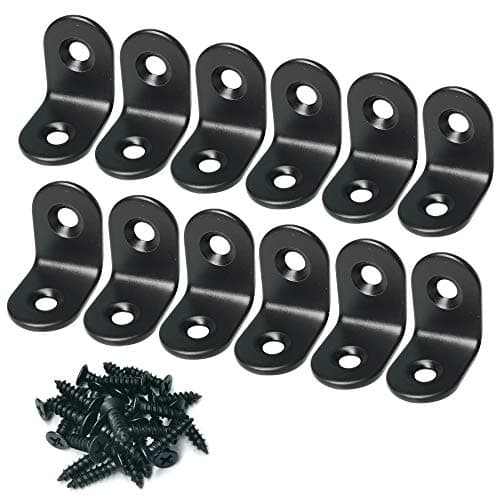 Corner Brace Alamic Right Angle Bracket Stainless Steel Black Corner Braces Joint Right Angle Bracket Shelf Bracket with Screws 20 x 20mm - 12 Pcs