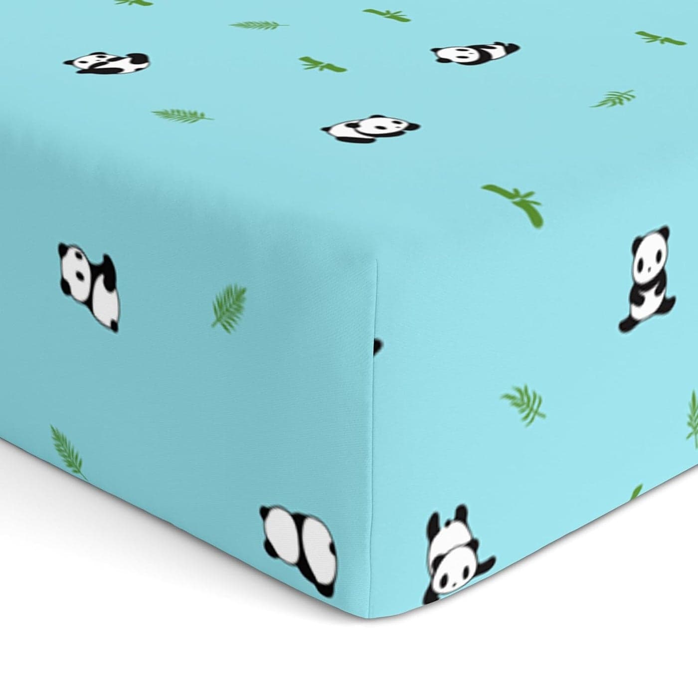 Cotton Baby Crib Fitted Bed Sheets for Cot Organic Twill Fabric Baby Bedding for New Born Infants Toddlers 48x24 Pack of 1 The White Cradle Blue Panda