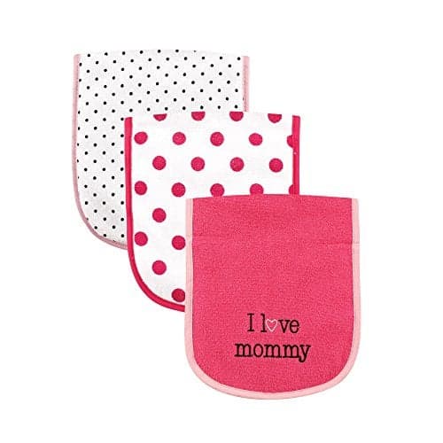 Luvable Friends Unisex Baby Cotton Burp Cloths with Fiber Filling, Girl Mommy, One Size