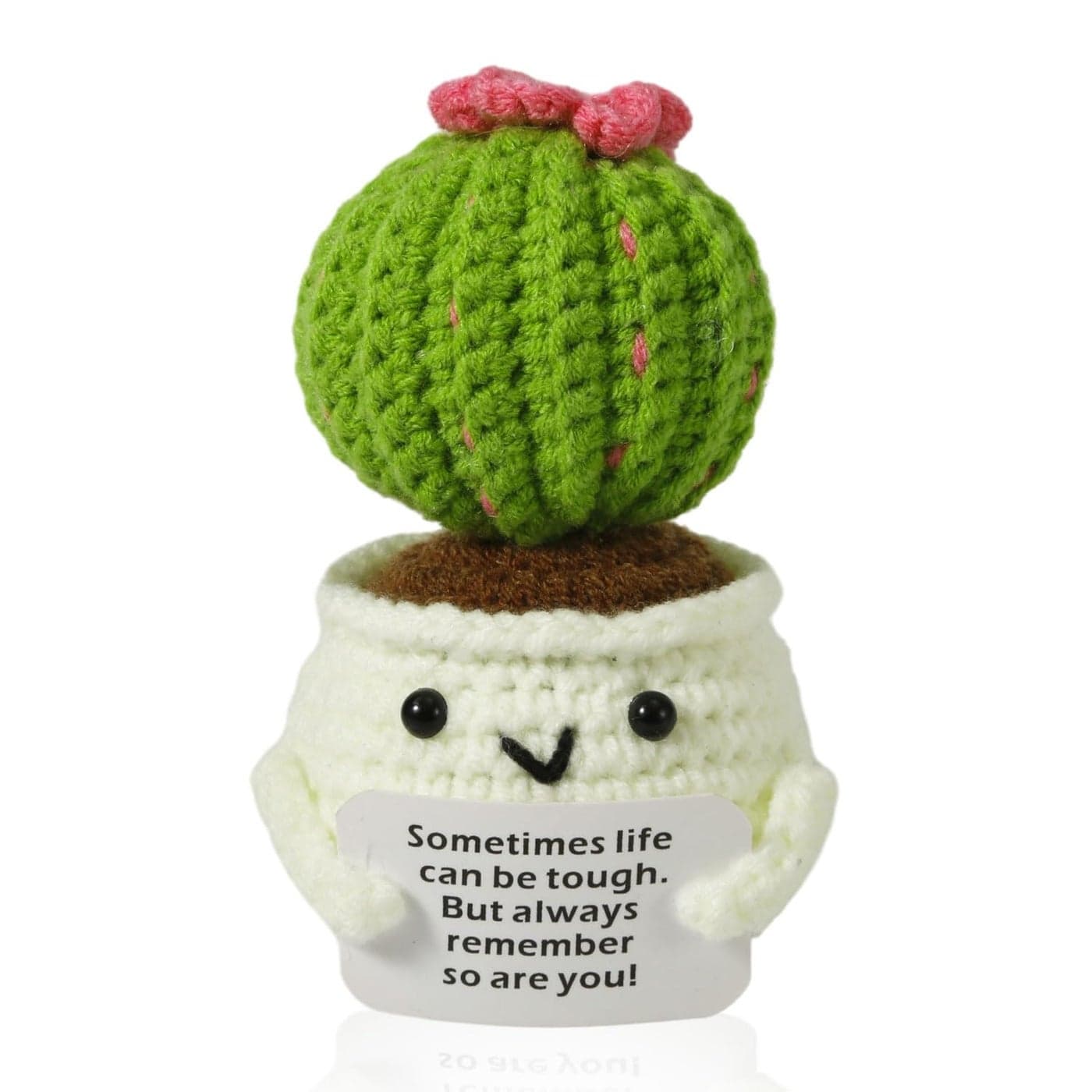 NQEUEPN Cactus Handmade Knitted Cactus Toy Cute Funny Potato Emotional Positive Life Doll Ornaments Gifts with Encouraging Card for Adults Kids Friends Room Office Desktop Decor