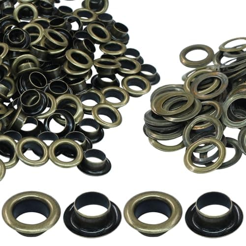 Litoexpe 8MM Grommets Eyelets 200 Pcs Self Backing Eyelets for Bead Cores Clothes Leather Canvas Antique Brass