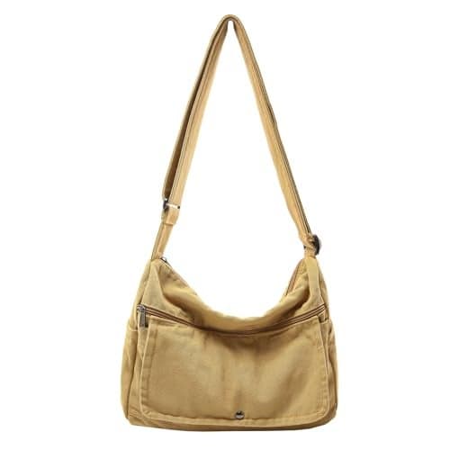 PRAGARI Canvas Messenger Bag for Women Hobo Crossbody Shoulder Bag Vintage Satchel Tote Handbag with Multiple Pockets