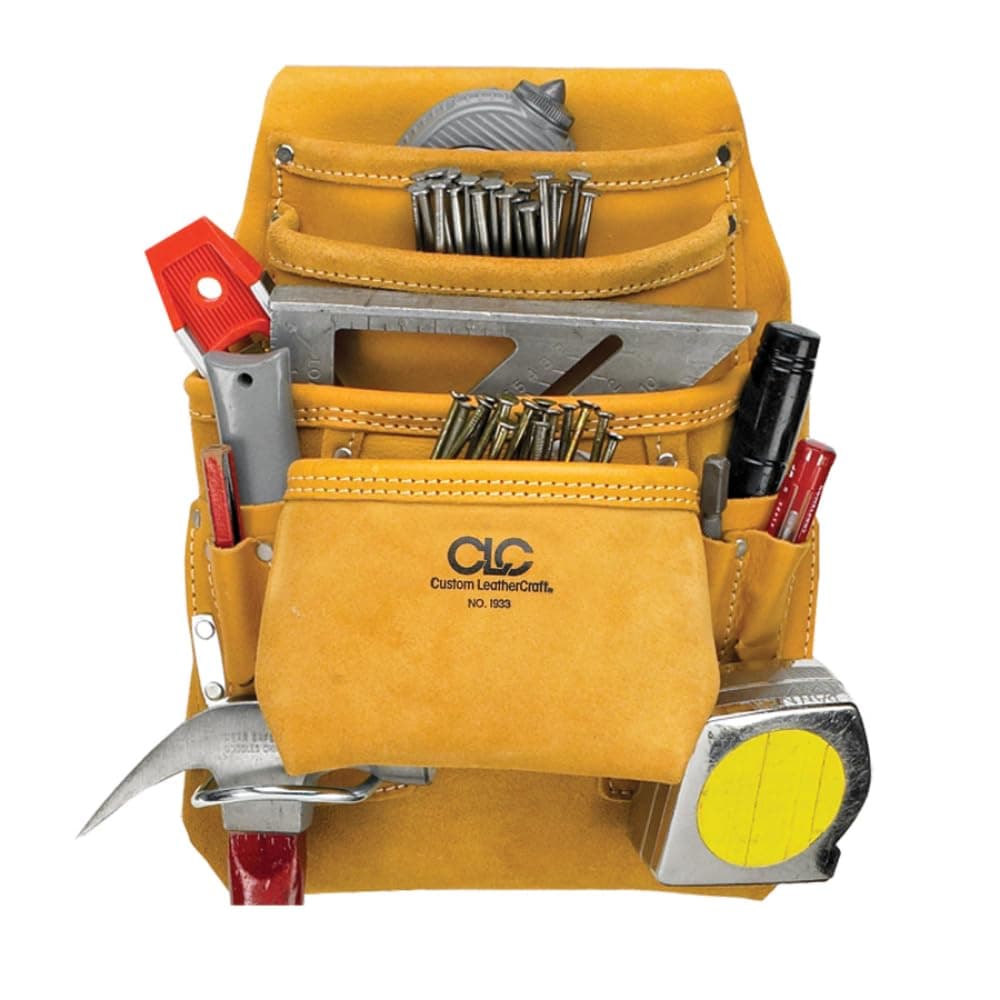 Custom Leathercraft CLC I933 Carpenters Nail and Tool Bag Top Grain 10Pocket