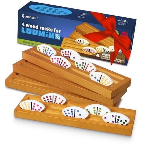 Queensell Loomino Holders Curved Domino Racks Set of 4 Loomino Mexican Train Game Accessories Wooden Domino Trays