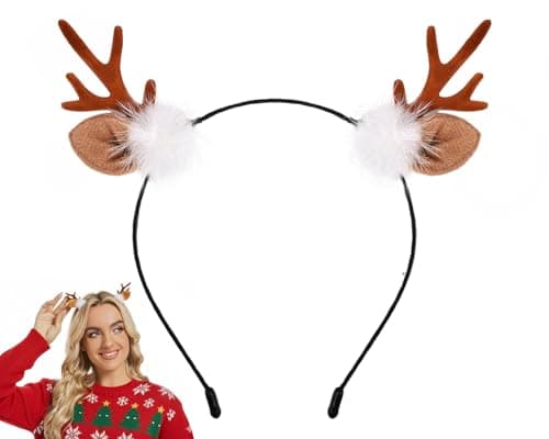 DS. DISTINCTIVE STYLE Reindeer Antlers Deer Ears Headband for Women Halloween Deer Antlers Costume Cute Hair Accessories