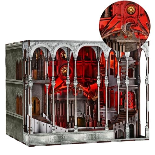 CCCDF Book Nook Kit DIY Miniature House Kit for Adults Teens Dollhouse Booknook Tiny House Bookshelf Decor with LED Light Gifts for Family Friends Ember Castle