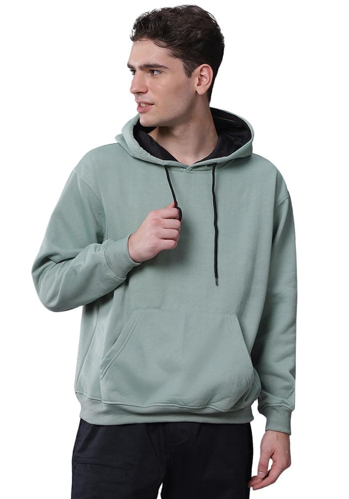 Wear Your Opinion Men's Oversized Drop Shoulder Sweatshirt Hoodies for Winter Wear (Mint, XL)