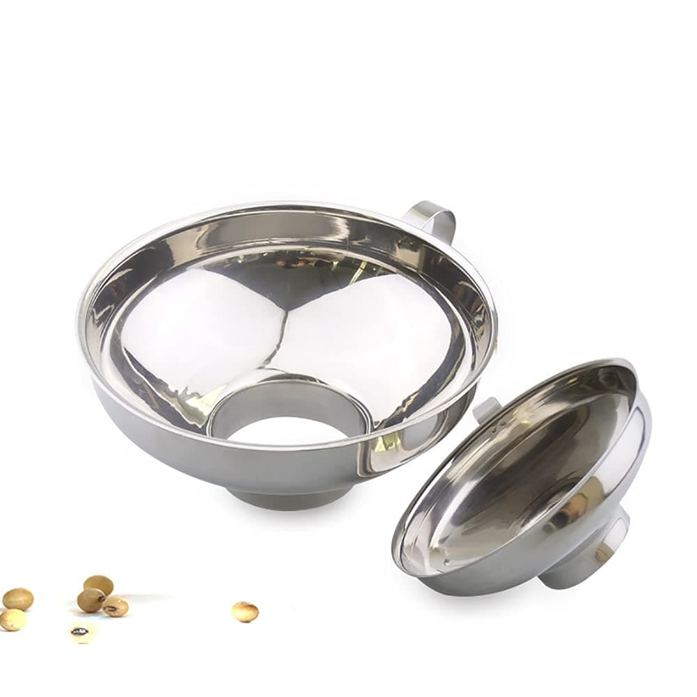 Alnicov Canning Funnel2 Pack Stainless Steel WideMouth Funnel with Handle for Wide and Regular Mason Jars Canning Jars Transferring Liquid and Dry IngredientsSmallLarge