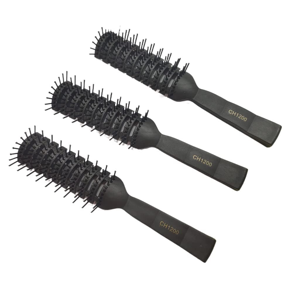 3 Pack Vent Hair Brush for Hair Fast Blow Drying Quickly Anti Static Detangling Hair Brushes Comb for Long Short Wet Curly Straight Men Women Black