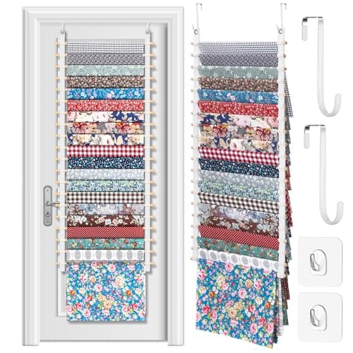Anglechic 20Shelf Hanging Wall Fabric Organizer Over The Door Cloth Organizer with 4 Hooks Closet Hanging Fabric Storage for Sewing Quilting Collection165 Inch