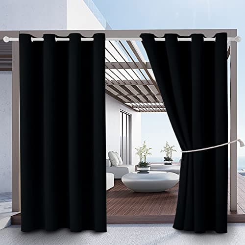 Outdoor Indoor Curtains W52 x L72 for Patio Weatherresistant Window Panels Privacy Protect Grommet Top Thermal Insulated Home Curtain for Porch Pergola Lawn Garden Hot Tub Area 2 Panels