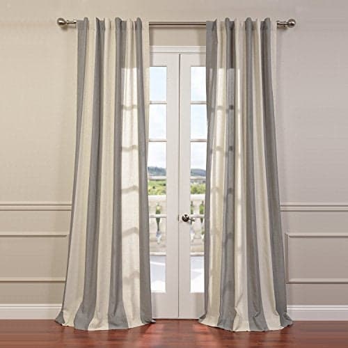 HPD Half Price Drapes Linen Blend Striped Sheer Curtains for Bedroom 84 Inches Long (1 Panel) Curtains for Living Room Home Decor, 50 X 84, Del Mar Gray