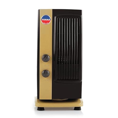 Tosaa Tower Fan Mini-Multipurpose Portable Oscillating Fan - 3 speeds, Portable Desktop Fan (Golden Tower Fan)