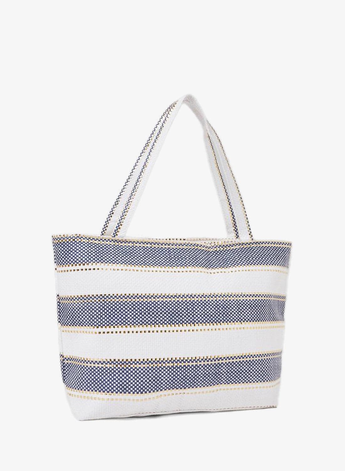 Striped Woven Beach Tote Bag