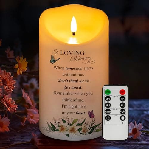 HN HAIINAA Memorial Candle, Real Wax LED Light with Remote, Sympathy Gift for Loss of Loved One (4" x 7")