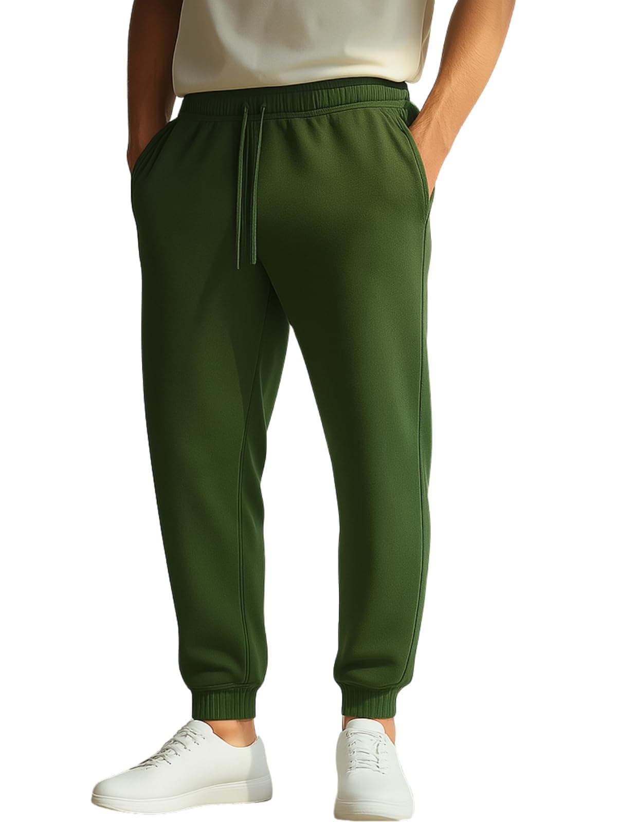 Veirdo® 100% Pure Cotton Regular Fit Olive Mid Rise 2 Pocket Trackpants with Pocket for Men & Boys (VD_TRK_OS_OLV_S)
