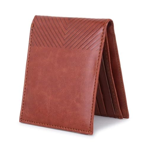 Ashtron Men’s Leather Wallet – Classic Slim Bi-Fold Wallet with Card & Cash Slots | Stylish Gifting Option for Everyday Office & Travel Use (Brown, Pack of 1)