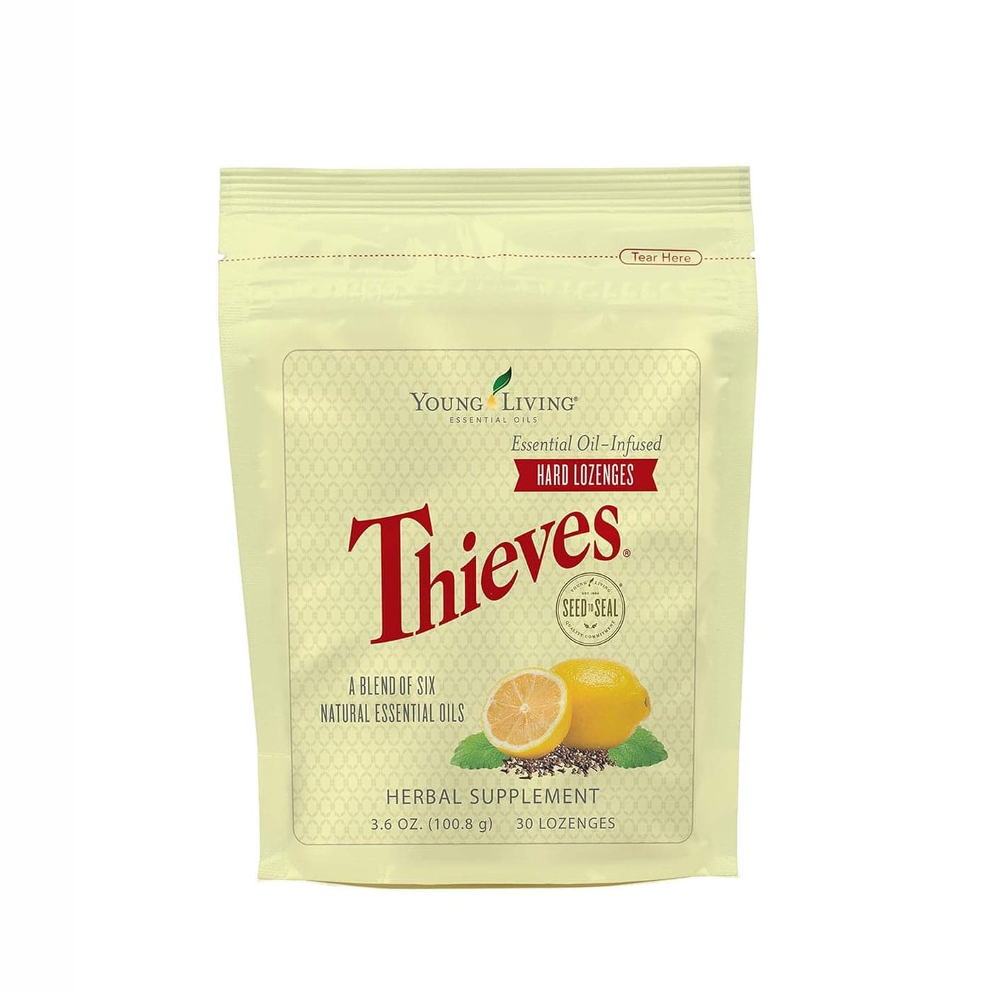 Young Living Thieves Hard Lozenges 30 ct SugarFree Relief for Dry Mouth Sore Throat Clove Lemon Peppermint Essential Oils Gentle on Stomach