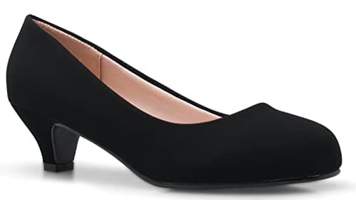 Olivia K Womens Classic Closed Toe Kitten Heel Pumps | Dress, Work, Party Low Heeled (8, Charcoal Nubuck, Numeric_8)