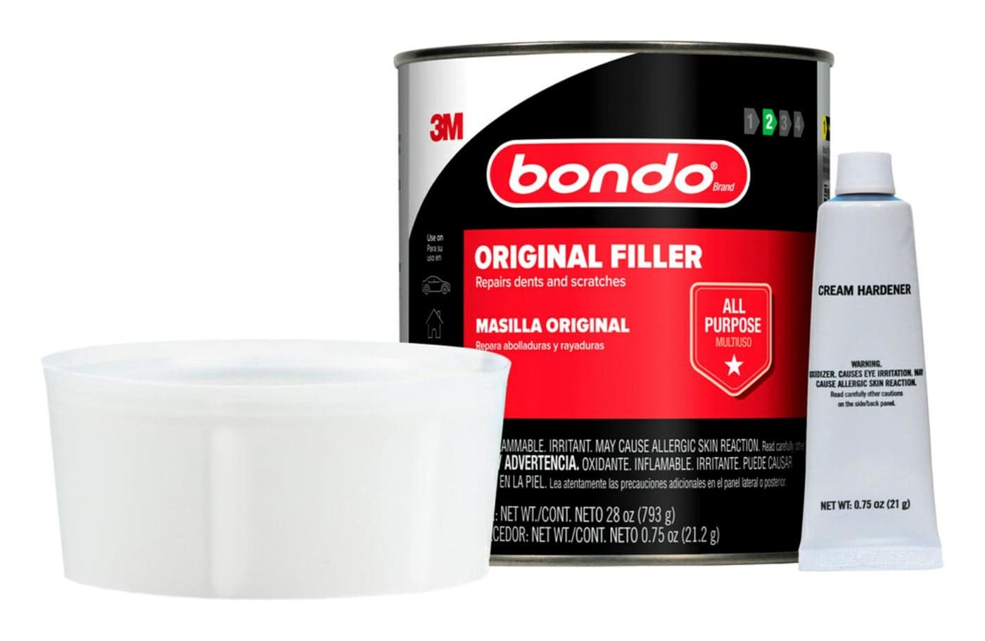 Bondo Body Filler, Original Formula for Fast, Easy Repair & Restoration for Your Vehicle, 00262, Filler 1.57 lb and Hardener 0.75 oz, 1 Can (OR-QT-ES)