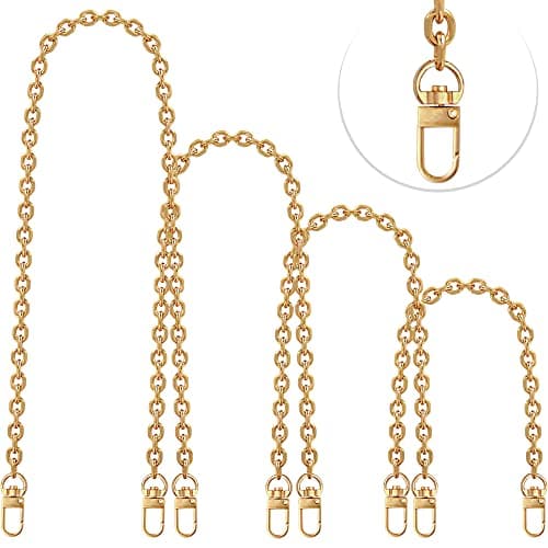 Chewarelly 4 Pcs Different Size Purse Chain Strap Cross body Chain Strap Replacement Chain for Handbag Shoulder Bag Purse(15.7/23.6/31.5/47.2 Inches-O chain 0.28 Inch, Gold)