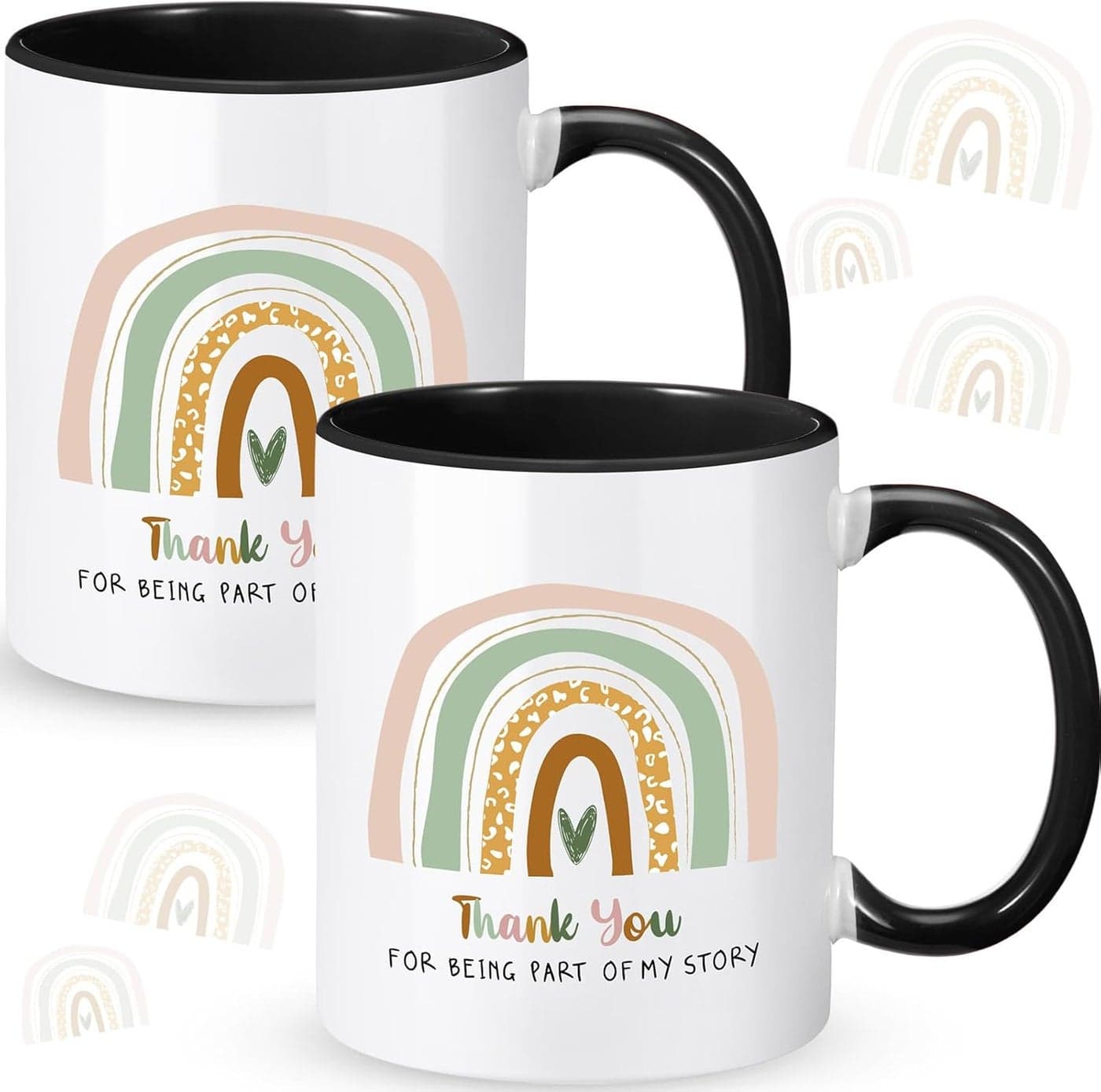 Honeydak 2 Pcs Teacher Coffee Mugs Appreciation Gifts for Women 11 oz It Takes a Big Heart to Shape Little Minds Ceramic Cups Thank You Gifts for Teacher Boho ColorThank You