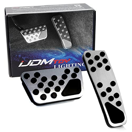 iJDMTOY 2pc Set Track Racing Style Direct Fit Silver Aluminum Foot Pedal Covers Compatible with Dodge Challenger Charger Magnum, Compatible with Chrysler 300