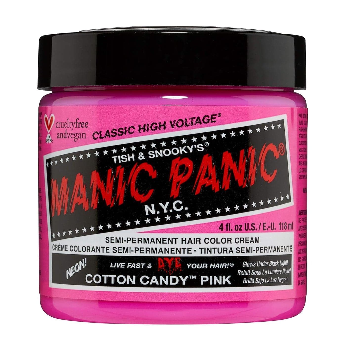 MANIC PANIC Classic Cotton Candy Pink Semi Permanent Hair Color - Bright Pink Hair Dye for Women & Men That Lasts 4-6 Weeks - Vegan, Ammonia & Cruelty-Free - Create & Mix Custom Shades (4oz / 3pk)