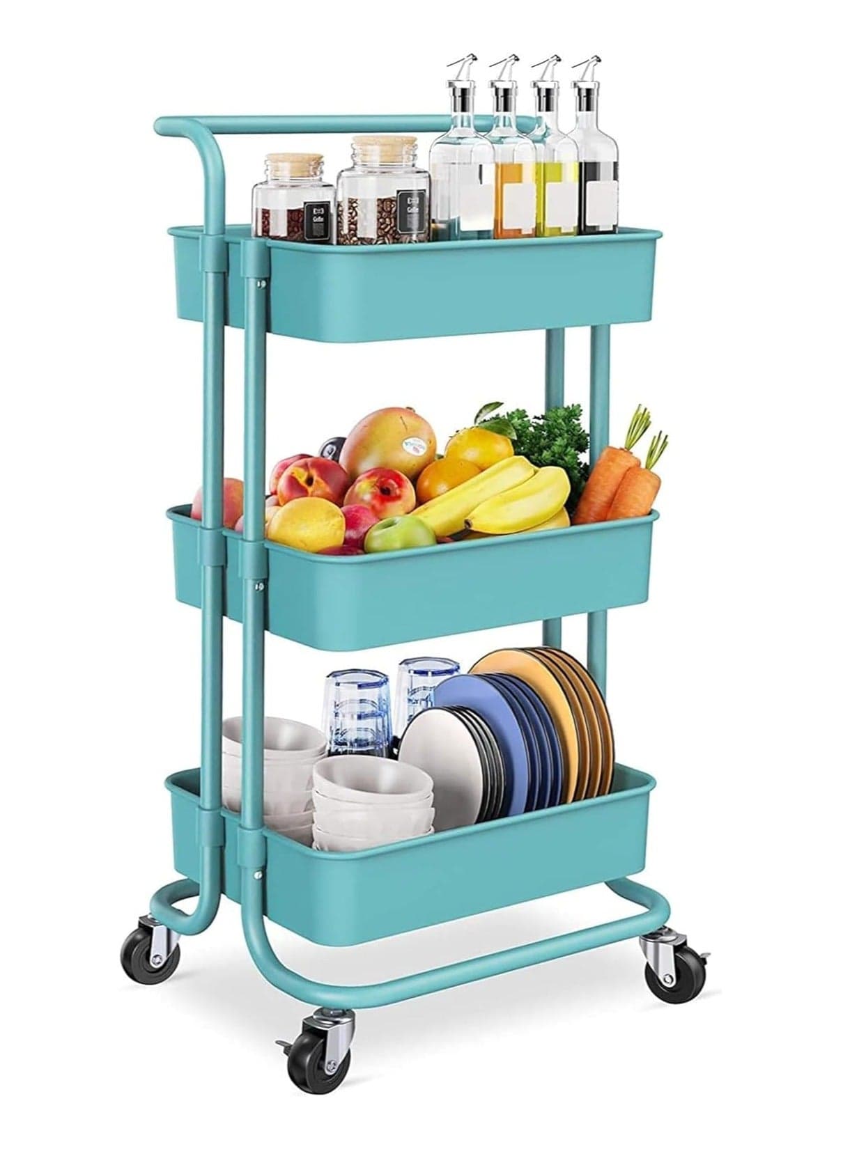 3 Tier Rolling Utility Cart with Wheels and Handle