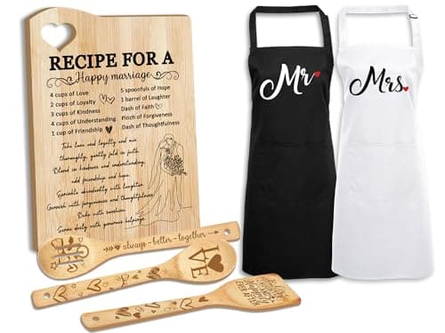 Wedding Gift for Couple 2025 Recipe for A Anniversary Marriage Cutting Board Mr and Mrs GiftsBridal Shower Gifts for Bride and Groom Engagement Newlywed Bride o Be Gifts Christmas His Her Gifts