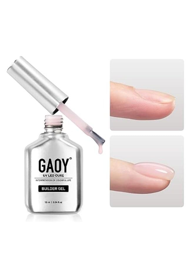 GAOY Builder Gel for Nails 16ml Nail Strengthener in a Bottle Nail Extension Hard Gel Soak Off Long Lasting UV Light Cure 1726 Baby Pink Base Coat Top Coat Needed