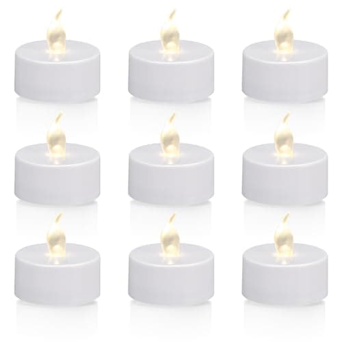 KOABY 12/24/50 Pack LED Tea Lights with 6H Timer, Auto On Daily, Flickering Warm White Lights