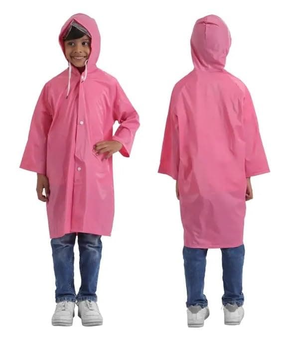 WKLOUYHE Unisex Polyester Standard Length 100% Waterproof Rainwear/Raincoat _Pack Of 01,Pink(5-6 Years)