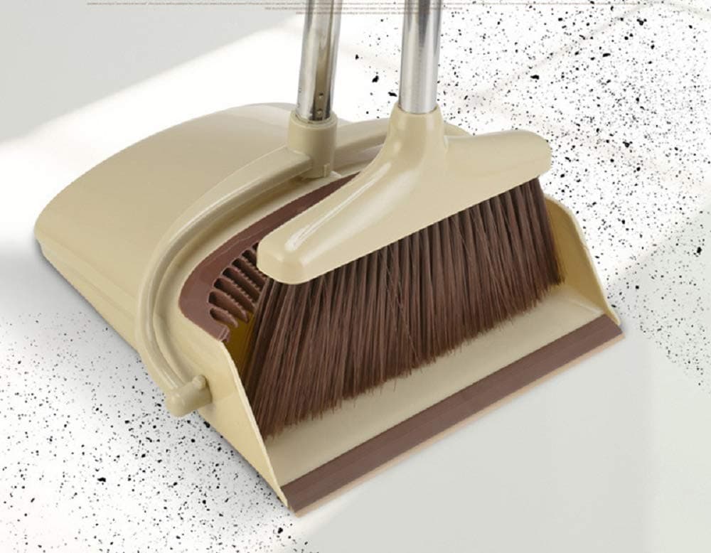 Delzon Dustpans MultiFunctional NonSlip Handle Hand Push Soft Brush Broom Cleaning Tool Broom and Dustpan Combo Set