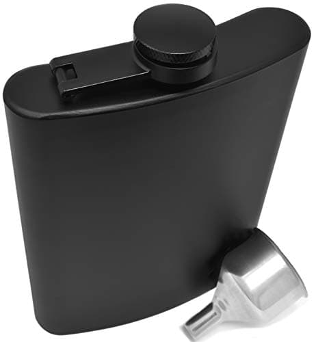 Hip Flask for Liquor 8 Ounce Stainless Steel (Black, 8 Oz - Big Funnel)