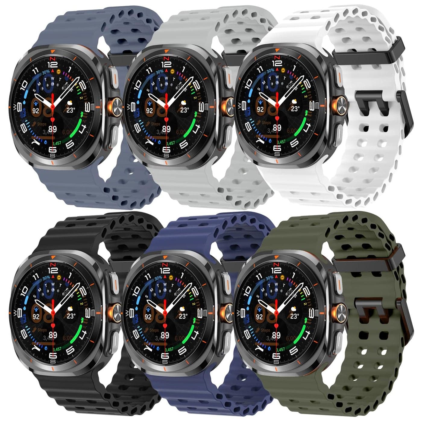 Compatible for Samsung Galaxy Watch Ultra Bands 47mm 20252024 Breathable Waterproof Replacement Soft Silicone Sport Strap Compatible for Samsung Watch Ultra Band Men Women BlackRock GrayArmy GreenMidnight blueBlue GreyWhite