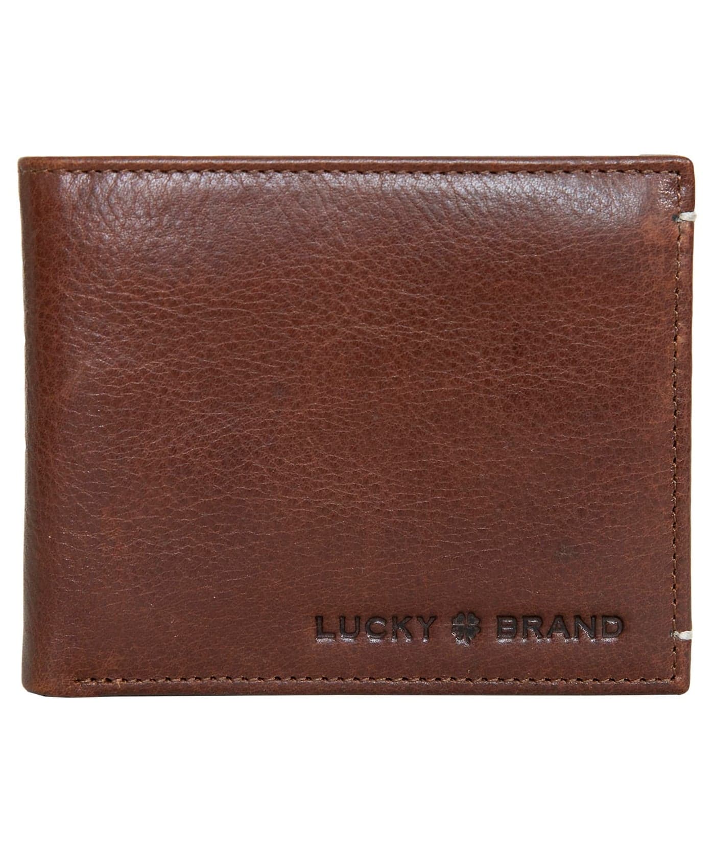 Lucky Brand Men's Bifold Wallet | ID Window | Card Slots Organization | Durable | Stylish, Smooth Leather-Brown, One Size