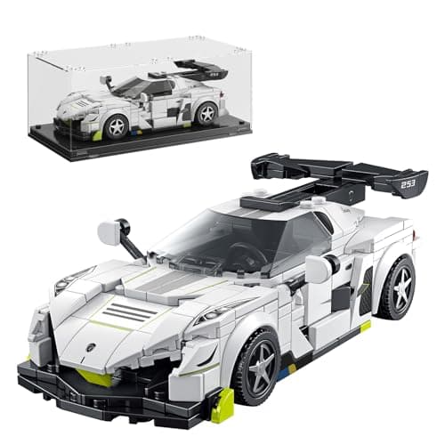 TYCOLE Technic Sports Cars Building Block Set with Display Case Speed Race Car Building Toys Collectible Model Cars for Home Decor Christmas Birthday Gift for Adults and Kids 6 and up 320pcs