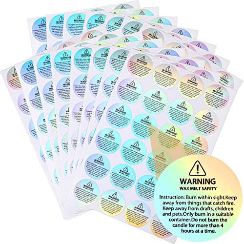 Holographic Candle Warning Labels Candle Jar Container Stickers Wax Melting Safety Stickers for Jars Tins Containers Making Supplies(240 Pieces)