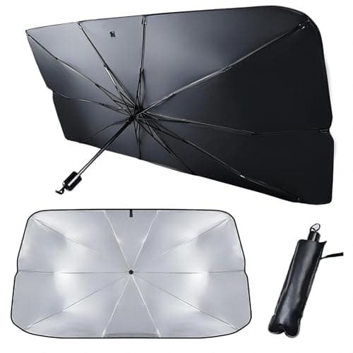 Sunkizzrs® Car Sun Shade Windshield Cover PRO+ — Foldable Windshield Insulation Shade — Umbrella for Car Front Window — Protect Car from Sun Rays & Heat Damage Keep Cool & Protect Interior