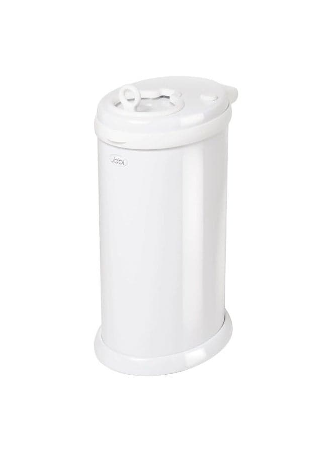 Ubbi Steel Diaper Pail, Odor Locking, No Special Bag Required, Award-Winning, Registry Must-Have, White