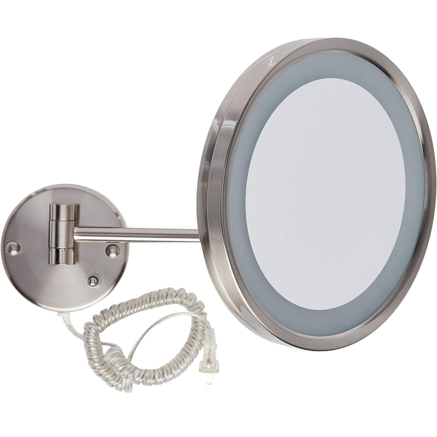 JERDON Lighted WallMounted Makeup Mirror Magnifying Mirror with LED Lights 5X Nickel Finish Model HL1016NL