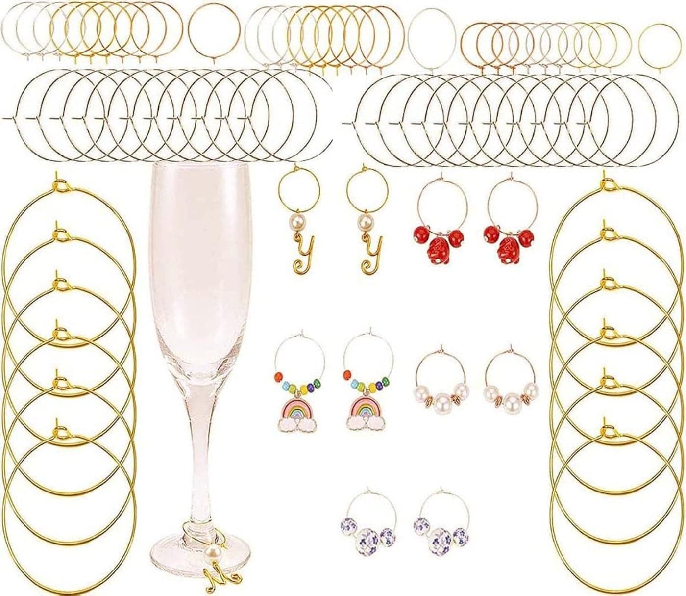 DIY Crafts 10 Pcs, 20mm Mehandi Jumbo #18, Silver Golden Nickel Brass/Mehandi Wine Glass Charm Rings Earring Beading Hoop Party Favor for Beading Jewel (10 Pcs, 20mm Mehandi Jumbo #18)