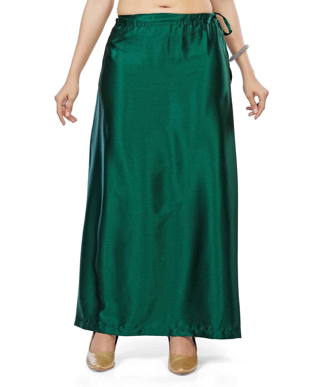 Madhu Fashion Women's Satin Saree Petticoat Saree Underskirt (Bottle Green; XL)